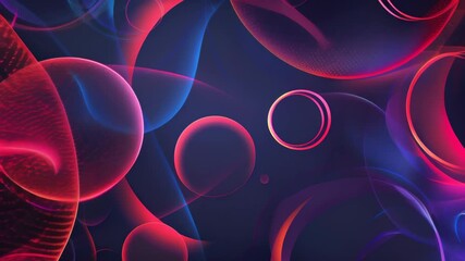 Poster - Abstract digital illustration of colorful swirling shapes and circles. Represents futuristic technology and AI visualization.
