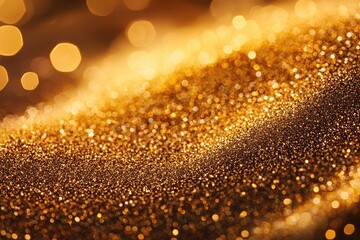 Poster - Golden glitter bokeh background. Perfect for adding a touch of sparkle to your design projects, presentations, or social media posts.