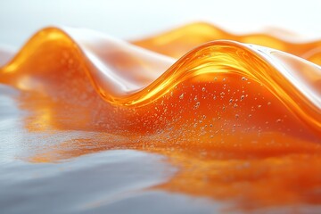 A wave of orange liquid with bubbles floating on top