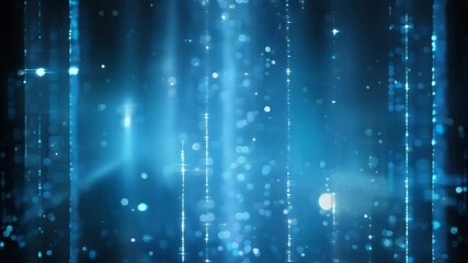 Aufkleber - Abstract background with blue vertical light streaks and bokeh effects. Represents futuristic technology and AI data streams.