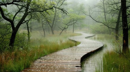 Canvas Print - A misty morning in the rain