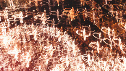 Poster - Image is a blurry, abstract representation of a lights pattern of lines and shapes lines and shapes are in various sizes and orientations, creating a sense of movement and energy texture background