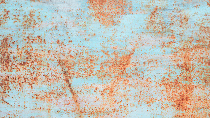 Aufkleber - A rusty metal surface with blue and brown spots. The surface is rough and has a lot of texture background