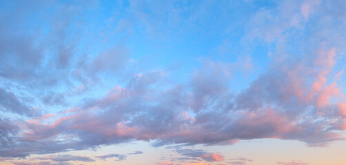 Poster - beautiful blue sky with a few clouds at sunset and sunrise