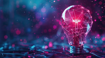 Aufkleber - A glowing lightbulb with a geometric pattern surrounded by bokeh.