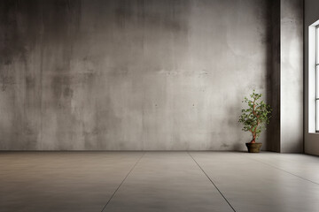 Wall Mural - imalistic hall interior with empty gray wall