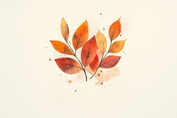 Canvas Print - Autumn leaves watercolor art design for seasonal decor. Card with place for text.