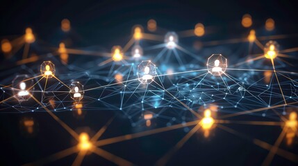Poster - Abstract glowing network of people icons connected by lines.