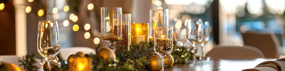 Cedar table centerpiece in a home with soft champagne-toned decor.