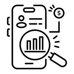 Sticker - Linear style icon of online user analysis 