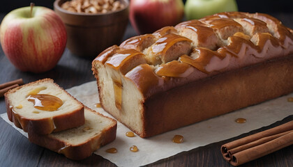 Poster - loaf of apple cinnamon bread with caramel