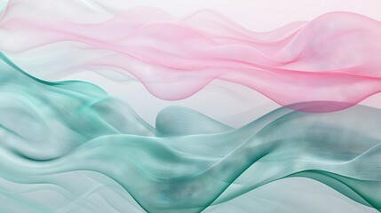 Poster -   A Pink & Blue Abstract Background with Wavy Lines on a Light Pink & Light Blue Background