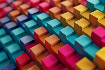 Sticker - Colorful 3D blocks arranged in an abstract pattern, creating a vibrant and dynamic background