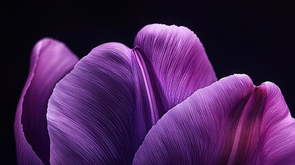 Canvas Print -   A high-resolution photo of a vivid purple flower against a dark backdrop, with sharp focus on the petals surrounding the fuzzy central bloom