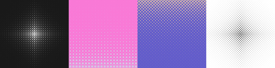 Poster - Abstract geometric halftone pattern set