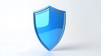 Shield depicting protection. shield 3d icon. Protection, defense and security concept symbol: blue shield on isolated on white background