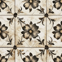 Sticker - seamless floral  tiles texture