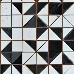 Wall Mural - seamless black white geometric tiles texture