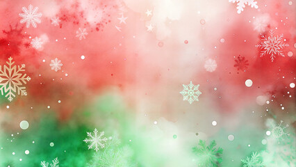 Wall Mural - Abstract winter background in red and green with snowflakes, festive textures, and holiday spirit