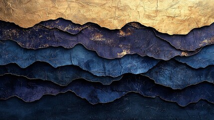   A detailed photo of a blue and golden wall with a clock atop and below it