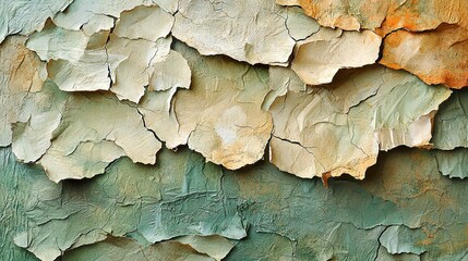 Canvas Print -   A close-up photo of a chipped wooden panel with peeling green and yellow paint