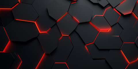 Wall Mural - Dark grey black abstract background with red glowing angular lines design for social media post, business, advertising event. Modern technology innovation concept background