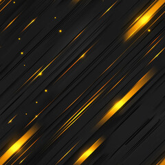 Wall Mural - Dark grey black abstract background with yellow glowing angular lines design for social media post, business, advertising event. Modern technology innovation concept background