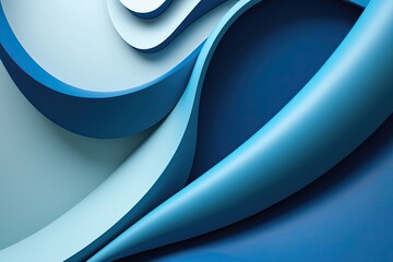 Wall Mural - 3d blue wavy shapes and curves for contemporary wallpaper design