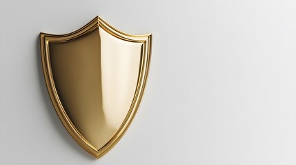 Shield depicting protection. shield 3d icon. Protection, defense and security concept symbol: golden shield on isolated on white background