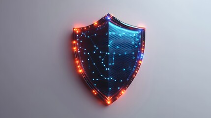 Wall Mural - cyber security safety shield in minimalistic style. 3d vector illustration. white background
