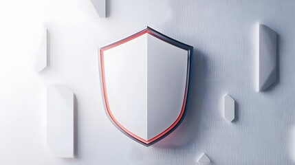 Wall Mural - Cyber security safety shield in minimalistic style. 3d vector illustration. white background