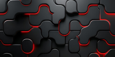 Aufkleber - Abstract black and red geometric pattern featuring smooth curving shapes and illuminated edges on a modern surface