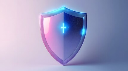 Wall Mural - Cyber security safety shield in minimalistic style. 3d vector illustration. white background