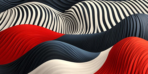 Aufkleber - Abstract wavy patterns in red, white, and blue colors create a dynamic visual effect showcasing flowing textures and shapes