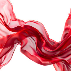 Wall Mural - Red silk wave isolated on white background