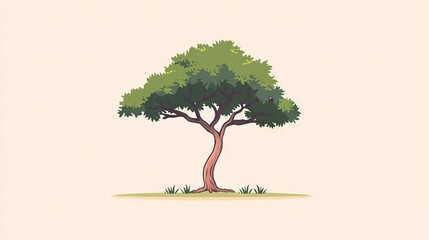 Poster -   A green tree on a white background