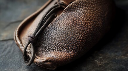 Close-up of a Leather Shoe with a Rough Texture