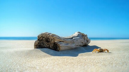 Wall Mural -   Driftwood on sandy beach