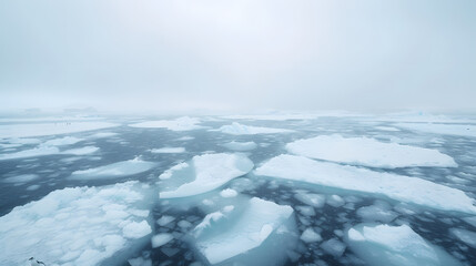 Poster - Antarctic Penguins on Iceberg with Ice Floes | Majestic Wildlife Scene in Frozen Landscape