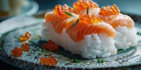 Poster - Japanese Shirashi Salmon and Fish Roe Served with Sushi Rice