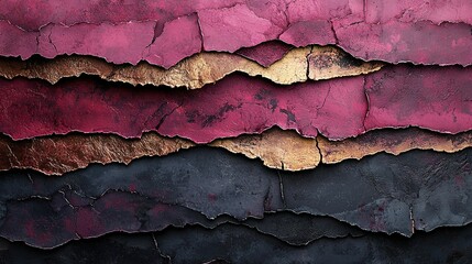 Wall Mural -   A close-up of a wooden panel, showcasing faded red, black, and gold paint layers