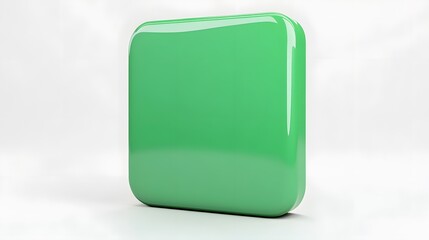 Wall Mural - Blank Mobile application icon, button - green square with round corners. 3d rendering, white background