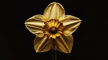 Wall Mural -   A black background with a yellow flower in the center