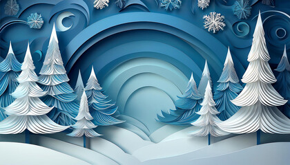 Poster - blue christmas background for postcards, posters and placards, indoor, outdoor with landscapes and frames