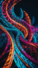 Poster - Abstract spirals with a neon glow