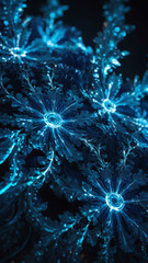 Wall Mural - Electric blue fractals with glowing edges