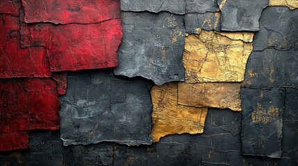 Canvas Print -   A painting with golden, red, and black hues captured in tight focus