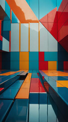 Poster - Geometric abstraction with vivid color blocks