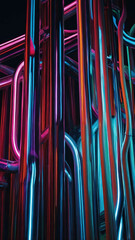 Wall Mural - Neon tubes bending into abstract shapes