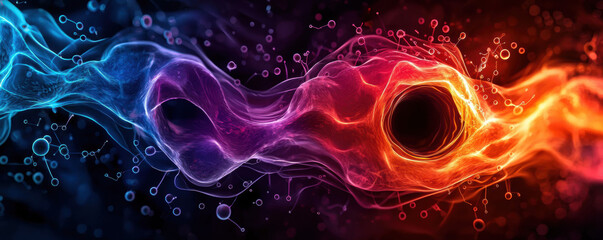 Radiation waves emitted from uranium during nuclear fission, with particles in motion